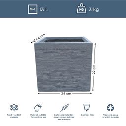 IDEALIST Lite Ribbed Light Concrete Square Planter