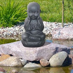 IDEALIST Lite Sitting Baby Monk Grey Indoor and Outdoor Statue L20 W17 H35 cm