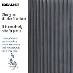 IDEALIST Lite Ribbed Cylinder Planter on Legs, Round Pot Plant Stand Indoor