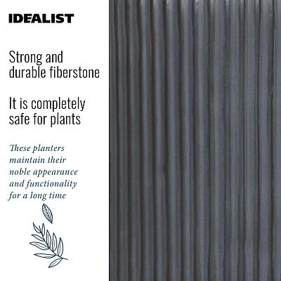 IDEALIST Lite Ribbed Cylinder Planter on Legs, Round Pot Plant Stand Indoor