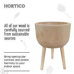 HORTICO GAIA Wooden House Planter with Legs, Tall Indoor Plant Pot Stand with Waterproof Liner