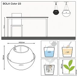 LECHUZA BOLA Color Round Poly Resin Self-watering Planter