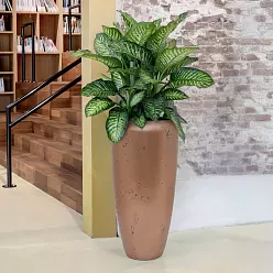 Opus Raw Polystone Tall Planter + Liner | Round Indoor Plant Pot