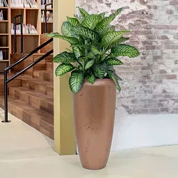 Opus Raw Polystone Tall Planter + Liner | Round Indoor Plant Pot