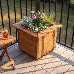 Rustic Scandinavian Redwood Square Outdoor Planter Made in UK by HORTICO