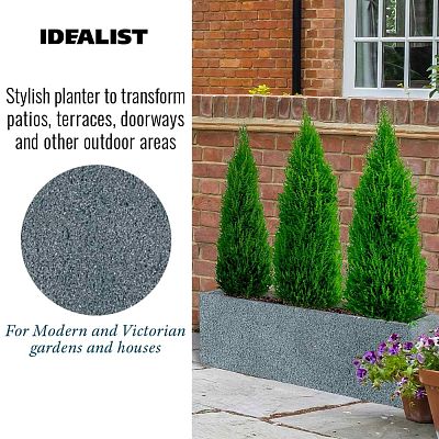 IDEALIST Lite Textured Concrete Effect Trough Outdoor Planter