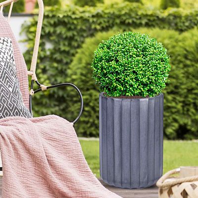 IDEALIST Lite Modern Ribbed Cylinder Round Outdoor Planter