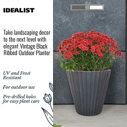 IDEALIST Lite Vintage Ribbed Round Vase Outdoor Planter