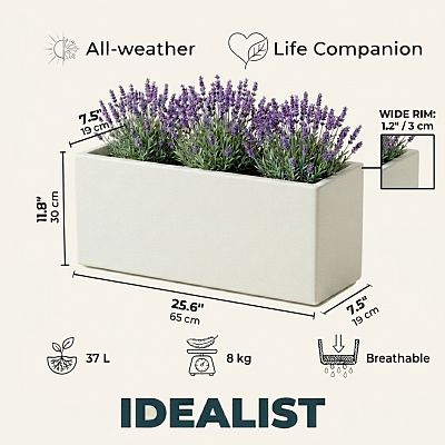 IDEALIST Lite Contemporary Light Concrete High Trough Planter