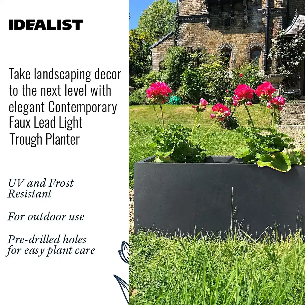 IDEALIST Lite Contemporary Light Concrete High Trough Planter