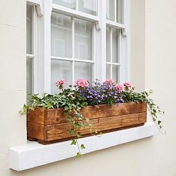 Rustic Scandinavian Redwood Window Box Outdoor Planter Made in UK by HORTICO