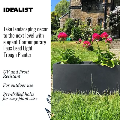 IDEALIST Lite Contemporary Light Concrete High Trough Planter