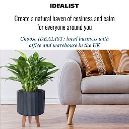 IDEALIST Lite Modern Ribbed Cylinder Planter on Legs, Round Pot Plant Stand Indoor