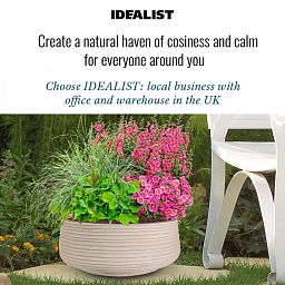 IDEALIST Lite Large Ribbed Light Concrete Bowl Planter