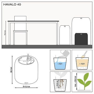 LECHUZA HAVALO Round Poly Resin Self-watering Planter