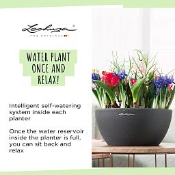LECHUZA CUBETO COLOR Round Stone Look Poly Resin Self-watering Planter