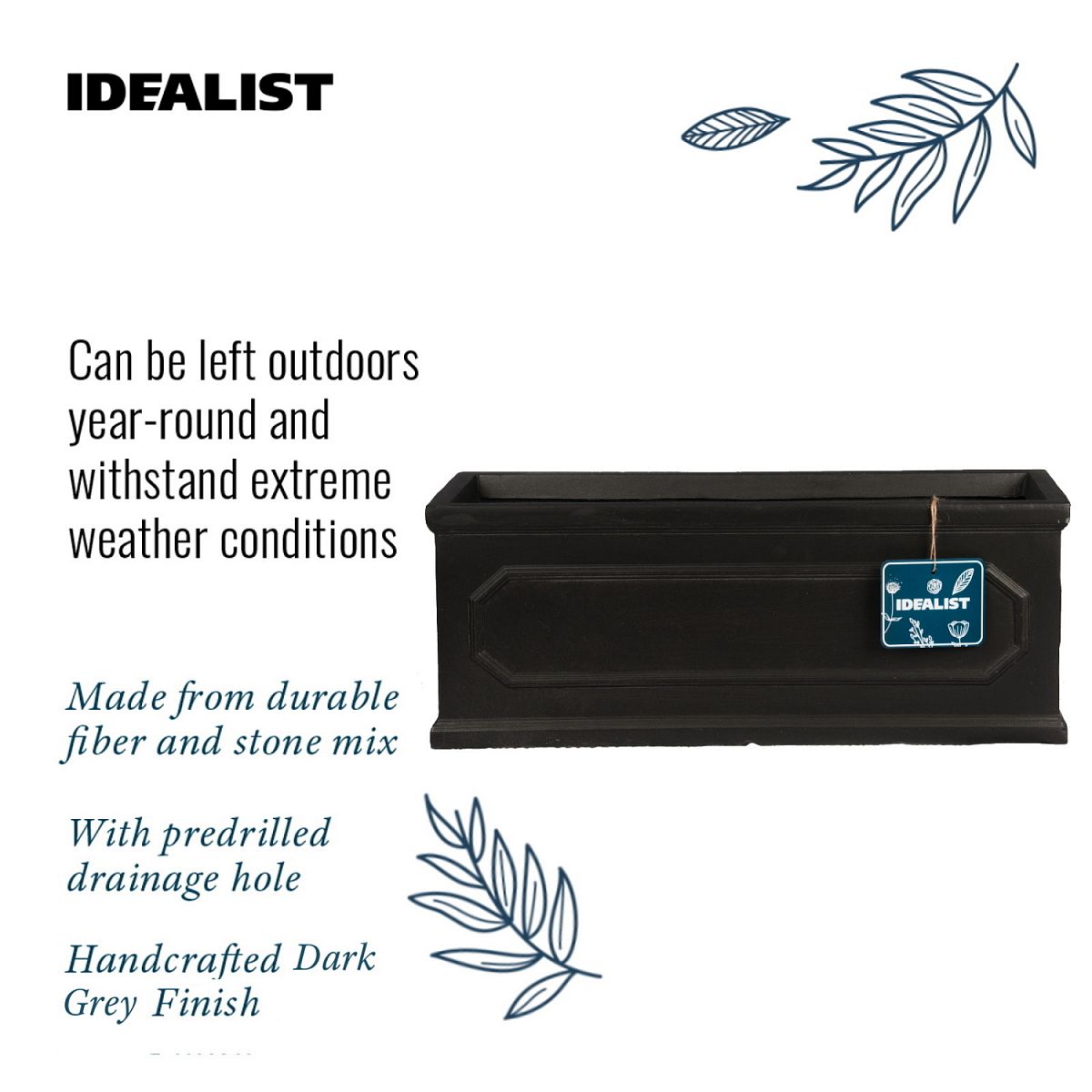 IDEALIST Lite Faux Lead Chelsea Light Concrete Through Planter