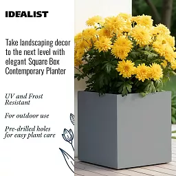 IDEALIST Lite Square Box Contemporary Light Concrete Planter