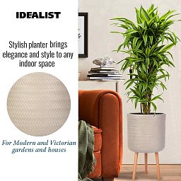 IDEALIST Lite Plaited Style Cylinder Planter on Legs, Round Pot Plant Stand Indoor