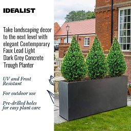 IDEALIST Lite Contemporary Light Concrete High Trough Planter
