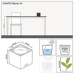 LECHUZA CANTO Stone Low Square Poly Resin Self-watering Planter Set