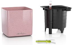 LECHUZA CUBE Glossy Kiss Square Poly Resin Indoor Self-watering Planter