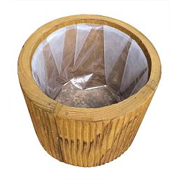 HORTICO RIBBED Wooden House Planter with Legs, Tall Indoor Plant Pot Stand with Waterproof Liner