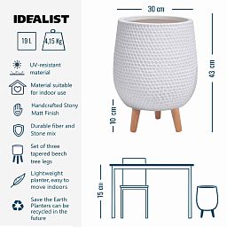 IDEALIST Lite Honeycomb Style Egg Planter on Legs, Round Pot Plant Stand Indoor