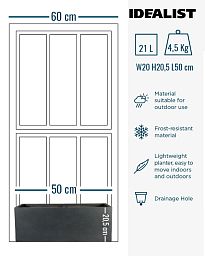 IDEALIST Lite Contemporary Light Concrete Trough Planter