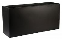 Contemporary Trough Garden Planter, Black Concrete Light Outdoor Large...