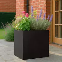 IDEALIST Lite Contemporary Flower Box Square Garden Planter, Black Lig...