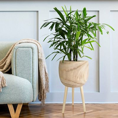 HORTICO TREND Wooden House Planter with Legs, Tall Indoor Plant Pot Stand with Waterproof Liner