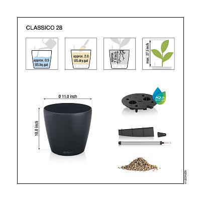 LECHUZA CLASSICO Color Round Poly Resin Self-watering Planter