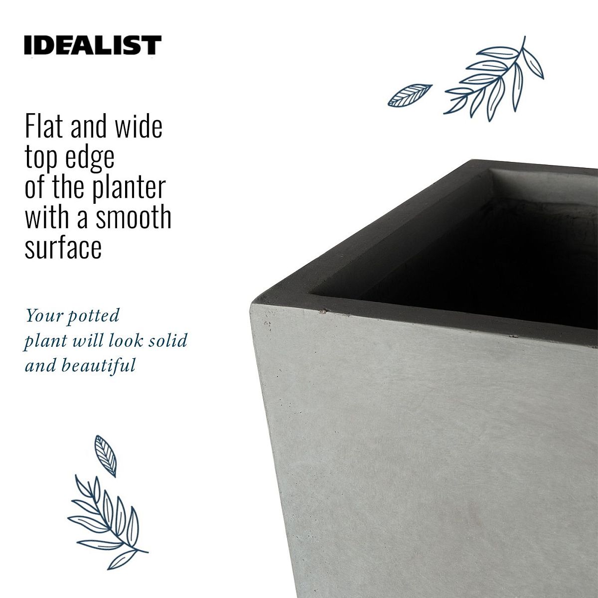 IDEALIST Lite Contemporary Light Concrete High Trough Planter