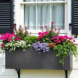 Geo Window Flower Box Fiberglass Trough Aluminium Planter Pot In/Out