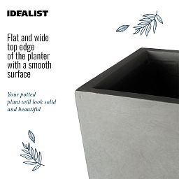 IDEALIST Lite Contemporary Light Concrete Trough Planter