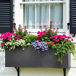 Geo Window Flower Box Fiberglass Trough Aluminium Planter Pot In/Out