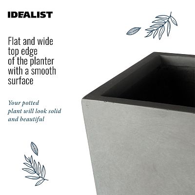 IDEALIST Lite Tall Square Contemporary Light Concrete Planter
