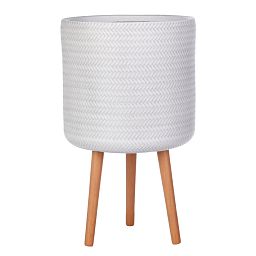 IDEALIST Lite Plaited Style Cylinder Planter on Legs, Round Pot Plant Stand Indoor