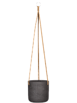 Charlie (Dia) 16cm Planter | Washed Black Fibreclay Small Hanging Cyli...