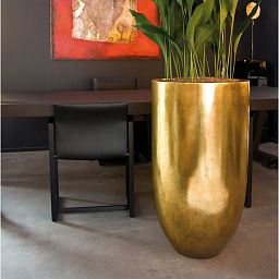 Pandora Leaf (single wall) Round Tall Polystone Indoor Planter