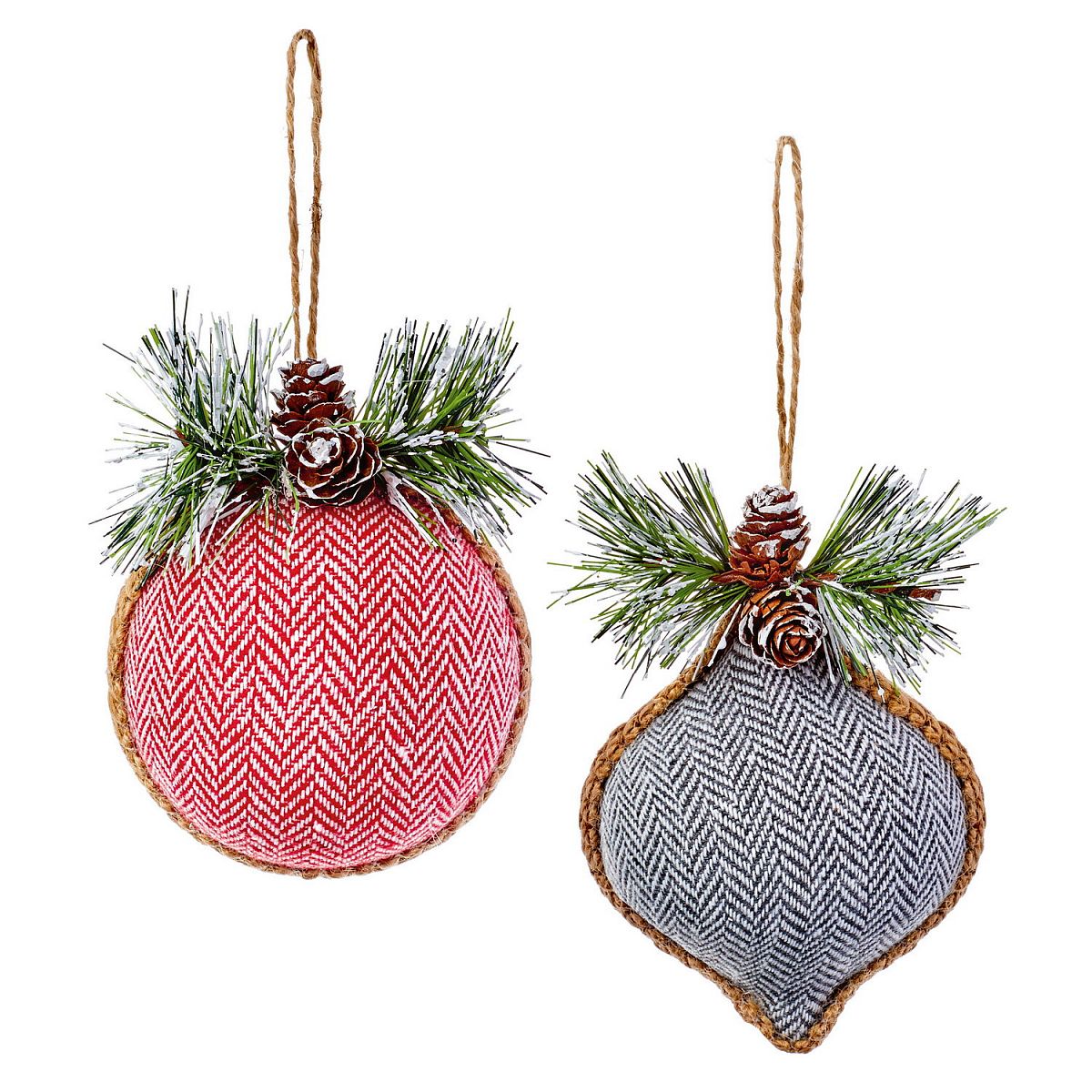 Christmas Tree Hanging Decoration Herringbone Ball and Onion Shape Ornaments