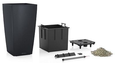LECHUZA CUBICO Color Square Tall Poly Resin Self-watering Planter