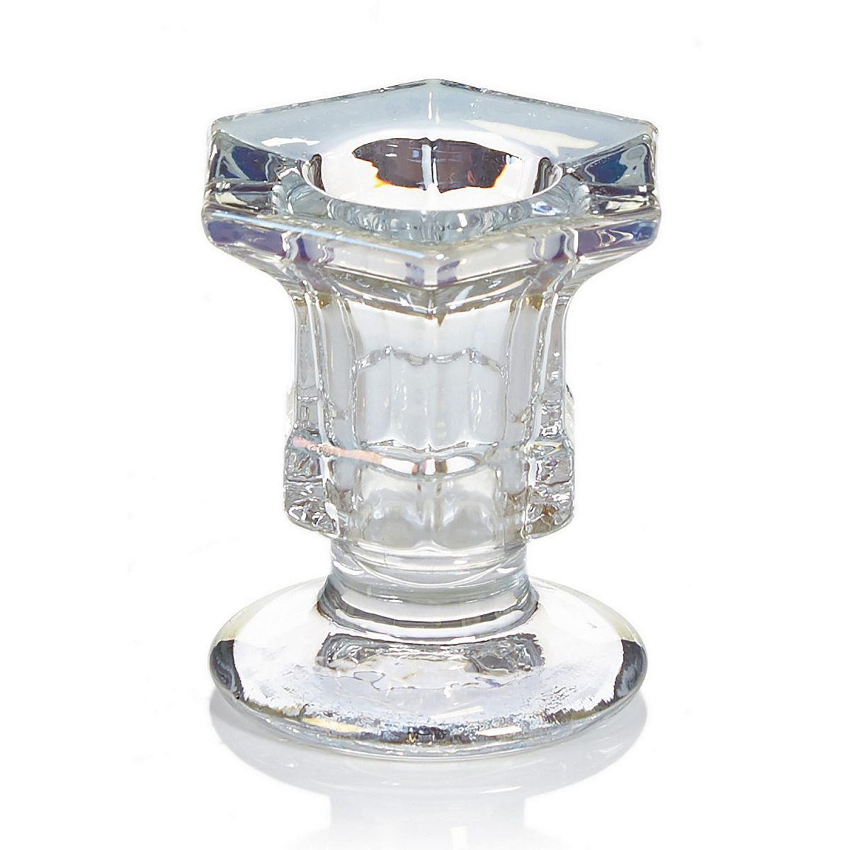 Hexagonal Clear Christmas Glass Taper Candle Holder