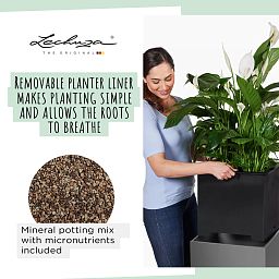 LECHUZA CANTO Low Square Poly Resin Self-watering Planter