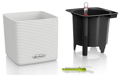 LECHUZA CUBE Color Square Poly Resin Indoor Self-watering Planter