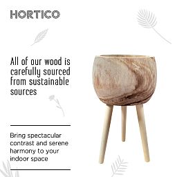 HORTICO TREND Wooden House Planter with Legs, Tall Indoor Plant Pot Stand with Waterproof Liner