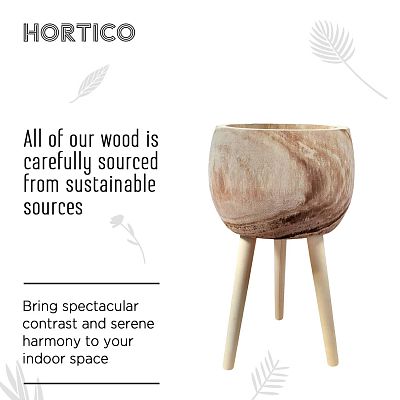 HORTICO TREND Wooden House Planter with Legs, Tall Indoor Plant Pot Stand with Waterproof Liner
