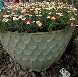 Fishscale Fiberglass Round Bronzage Planter Pot In/Out
