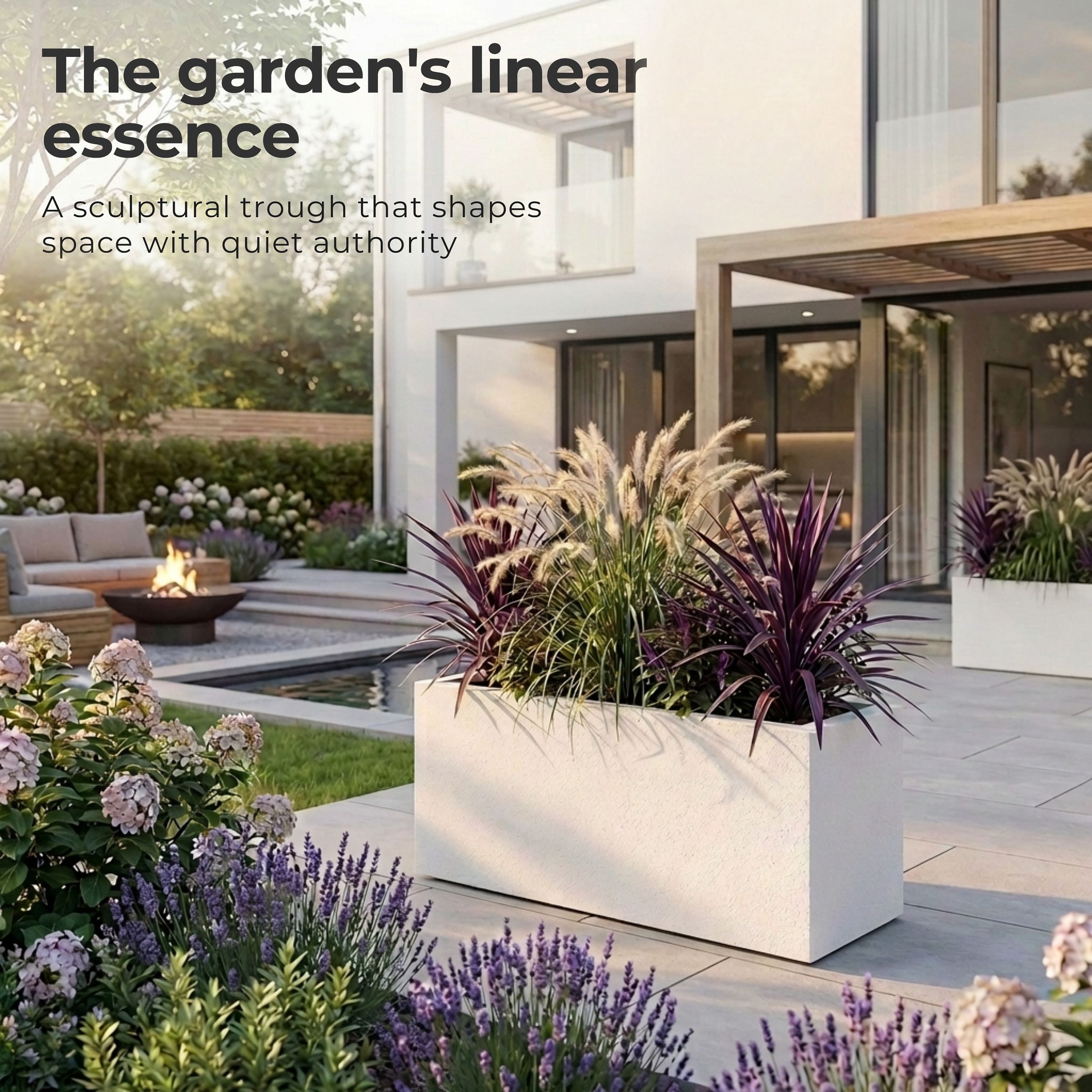 IDEALIST Lite Contemporary Light Concrete High Trough Planter